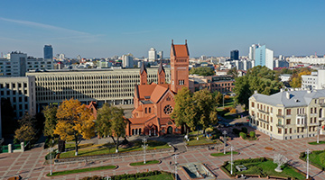 The Red Church on Independence Square in Minsk